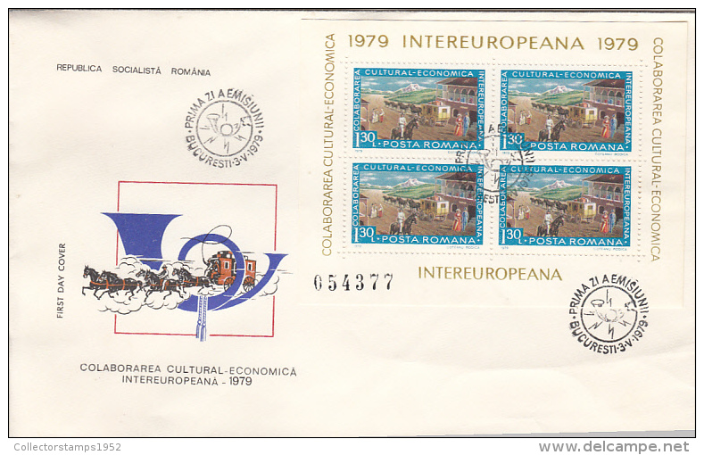 251FM- CULTURAL AND ECONOMIC COLABORATION IN EUROPE, COVER FDC, 1979, ROMANIA - FDC