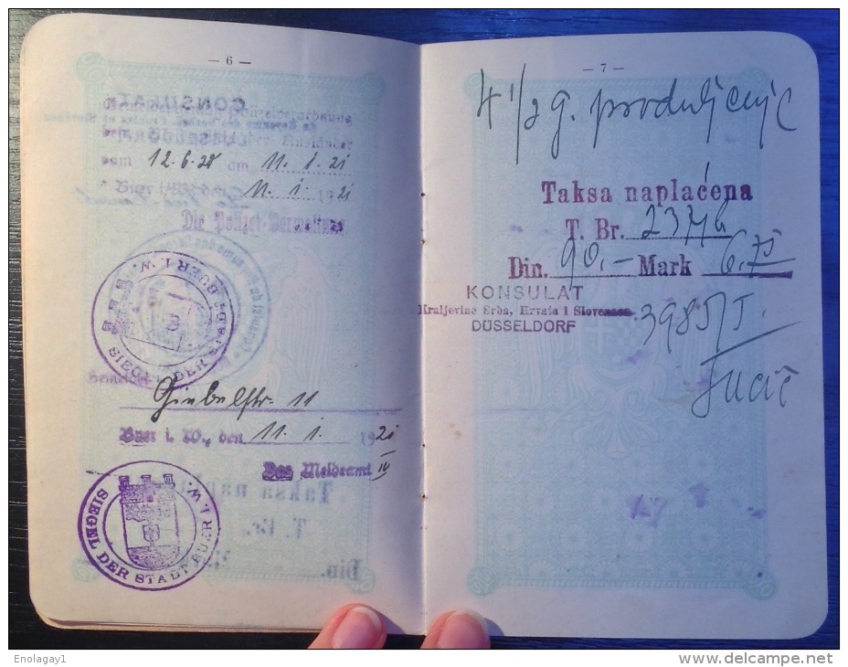 Passport Kingdom Of SHS-Passeport-putn Isprava-delivre A Dusseldorf (74.) - Historical Documents