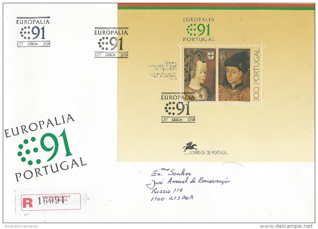 TIMBRES - STAMPS - LETTRE RECOMMANDÉ - REGISTERED LETTER - PORTUGAL -1991- PRINCESS ISABEL ET PHILIPPE III, LE BON - Oblitérés