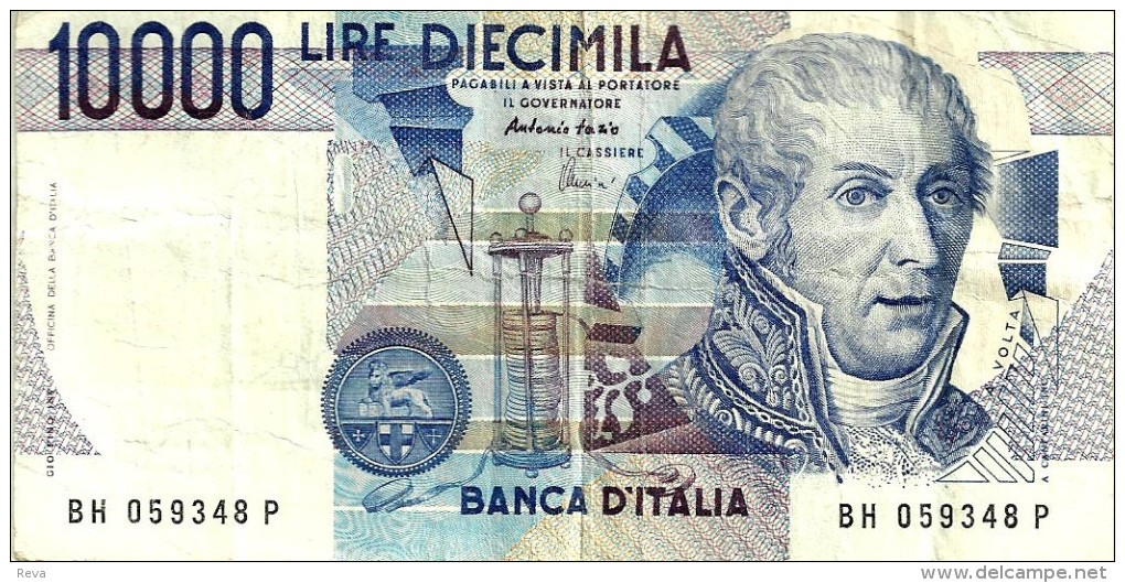 ITALY 10000 LIRE BLUE MAN FRONT BUILDING BACK DECREED 03-09-1984 SIGN FAZIO-AMICI  P.112d AVF READ DESCRIPTION !! - 10.000 Lire