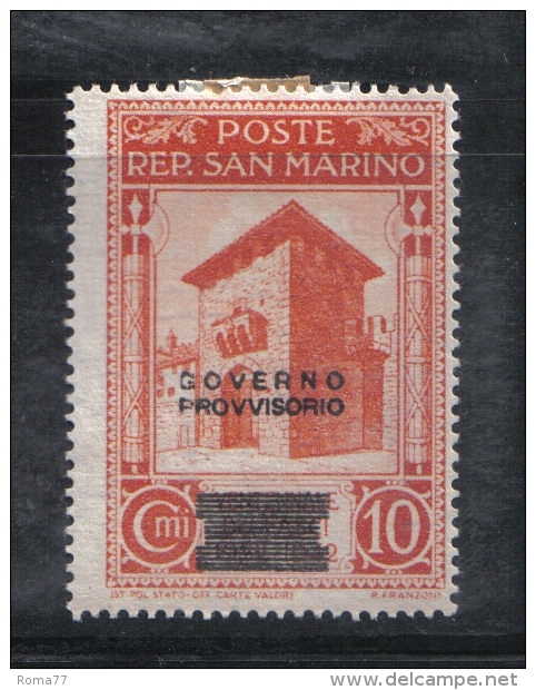 W2159 - SAN MARINO 1943 , 10 Cent N. 267 Con Decalco Della Soprastampa * Mint - Errors, Freaks & Oddities (EFO)