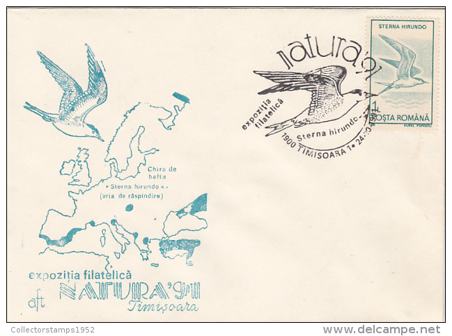 2472- BIRDS, COMMON TERN, SPECIAL COVER, 1991, ROMANIA - Albatros