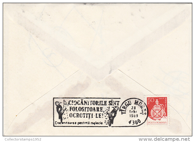 2520- BIRDS, WOODPECKER, ORCHIDS, SPECIAL COVER, 1989, ROMANIA - Pics & Grimpeurs