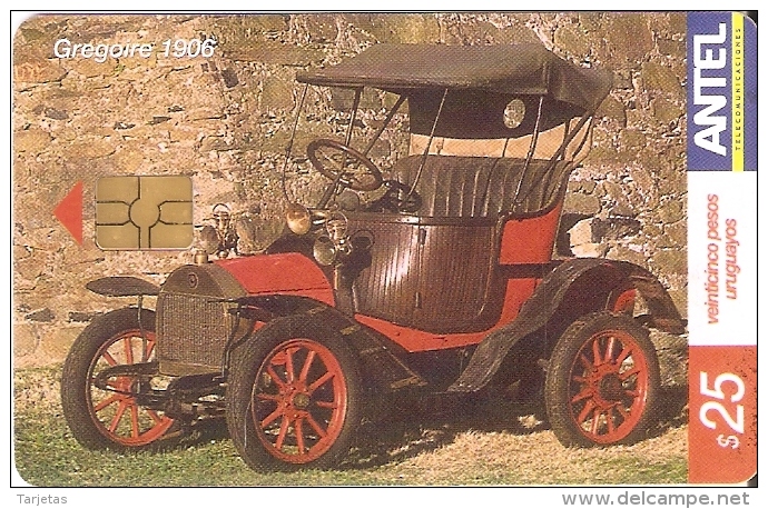 Nº 351 TARJETA DE URUGUAY DE UN COCHE DE EPOCA (CAR) GREGOIRE 1906 - Uruguay