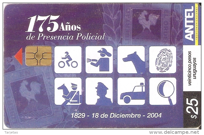 Nº 371 TARJETA DE URUGUAY DE 175 AÑOS PRESENCIA POLICIAL - Uruguay