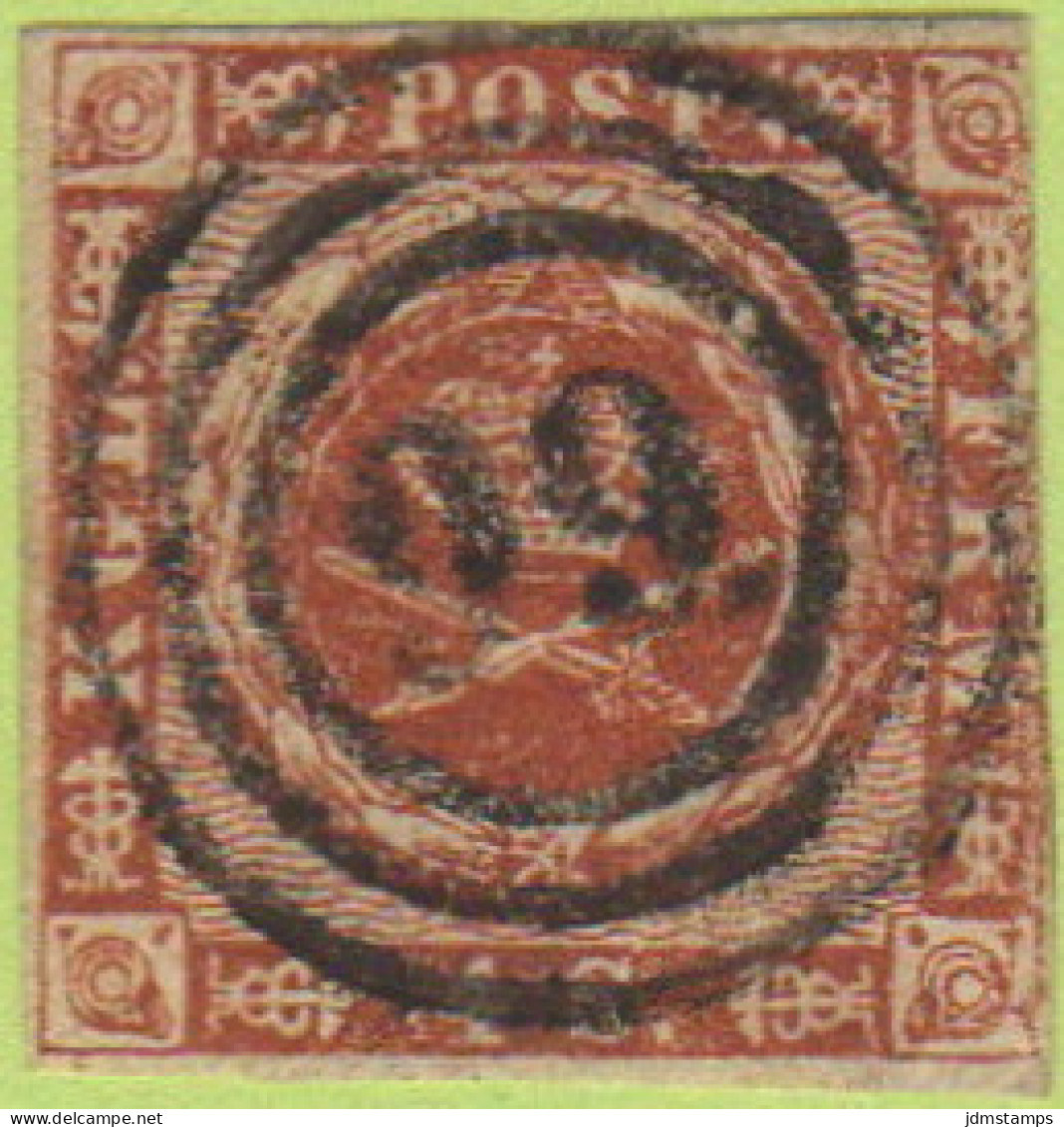 DEN SC #4  Royal Emblems  3 Margins, "99" (Fredensborg) In Concentric Circles, CV $15.00 - Used Stamps