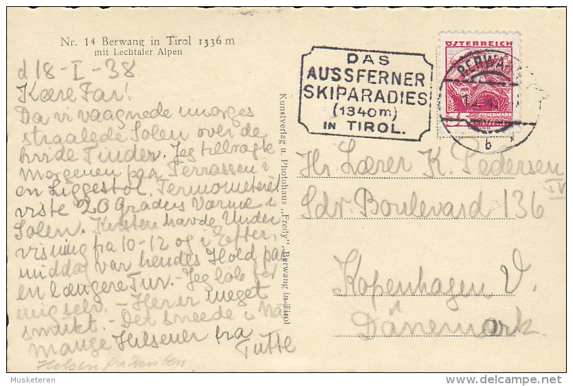 Austria PPC Nr. 14 Berwang M. Lechtaler Alpen Slogan "Aussferner Skiparadies" BERWANG 1938 Echte Real Photo (2 Scans) - Berwang