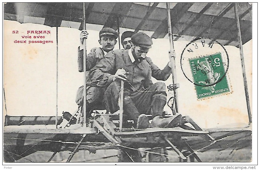 AVIATEUR - FARMAN Vole Avec Deux Passagers - Aviateurs