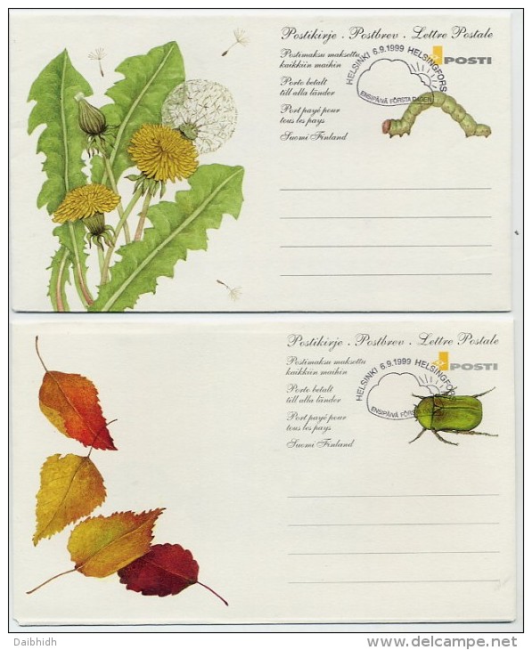 FINLAND 1999 Insects Postal Stationery Letter Cards Cancelled With First Day Postmarks  Michel F19-20 - Ganzsachen