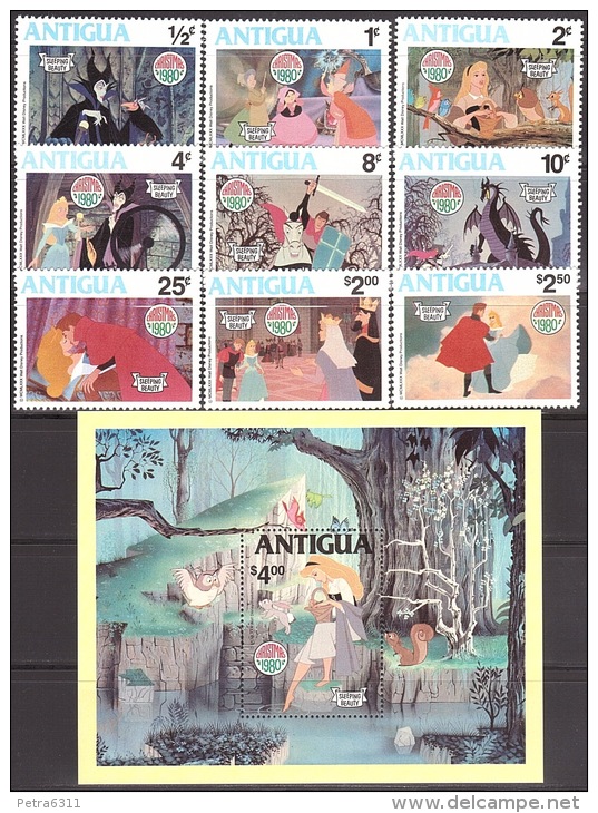 Walt Disney  MiNr. 597 - 606 (Block 52) Antigua Und Barbuda  MNH / ** / POSTFRISCH - Disney