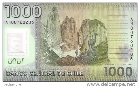 CHILI  1 000 Escudos  Emission De 2010   Pick 161  Polymer       ***** BILLET  NEUF ***** - Chili