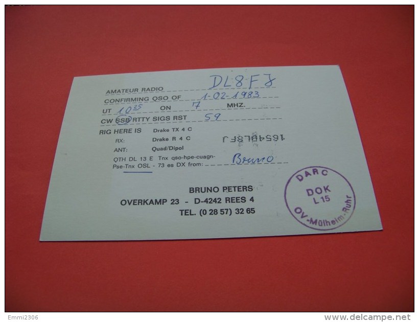 Germany   QSL Karte   DF2EQ  Radio  1.02.1983  ( 14 ) - Radio