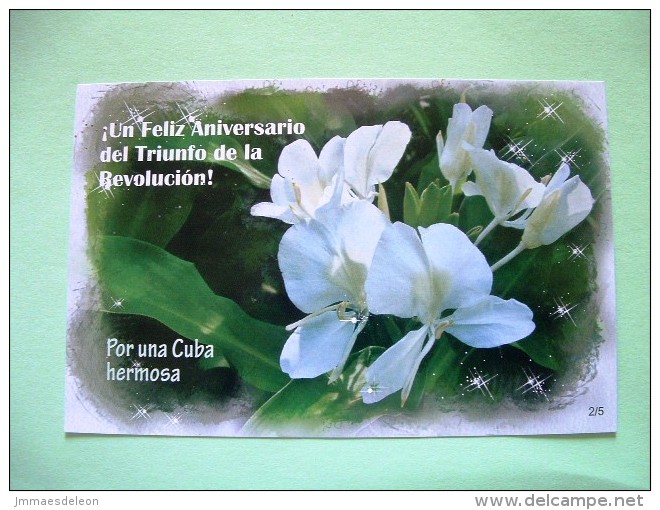 Cuba 2011 Unused Pre Paid Postcard - Flag - Flowers - Revolution Anniv. - Brieven En Documenten