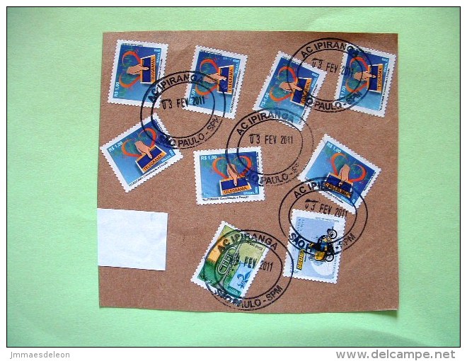 Brazil 2011 Part Of Cover To Nicaragua - Postal Motorcycle - Music Instrument Trumpet - Telegram Telegramme - Storia Postale