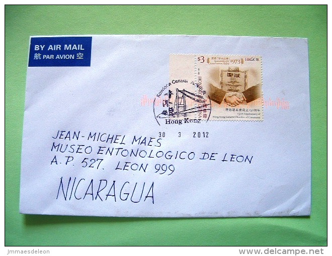 Hong Kong 2012 Cover To Nicaragua - Shake Hand - Commerce - Bridge Cancel - Lettres & Documents