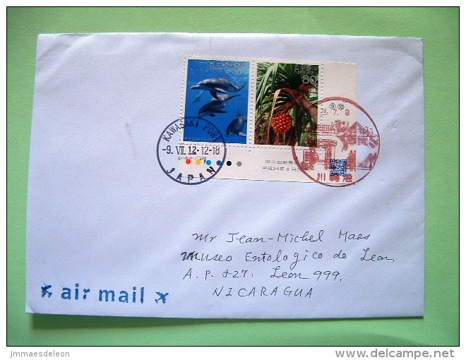 Japan 2012 Cover To Nicaragua - Dolphin - Palm Tree Fruits - Briefe U. Dokumente