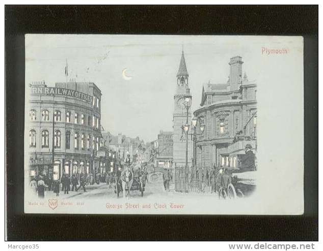 Plymouth George Street &amp; Clock Tower Systèmeéclairage  Par Transparence édit. WH N° 3137 Railway Offices - Plymouth