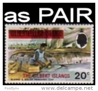 CV:€15.60 GILBERT ISLANDS 1976 Beating A Pandanus Leaf 20c Wmk:sw OVPT.PAIR    [Aufdruck,surimprimé,sobr Eimpreso] - Gilbert & Ellice Islands (...-1979)