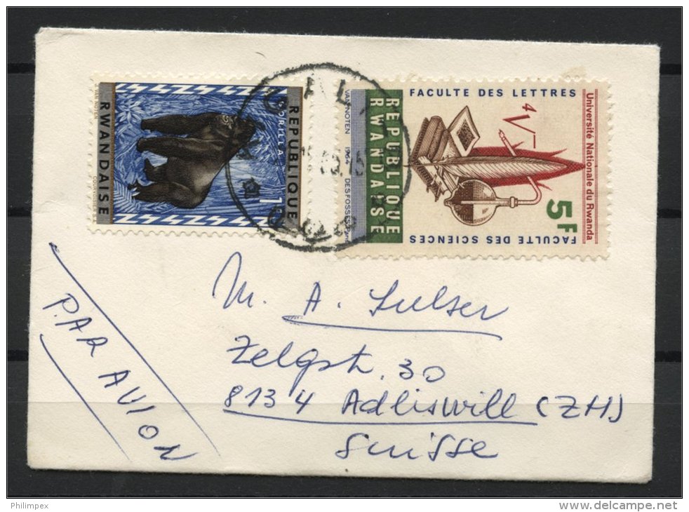 BURUNDI, LITTLE COVER FROM 1965 WITH OVERPRINT 1F GORILLA AND OTHER 5F STAMP - Gorilas