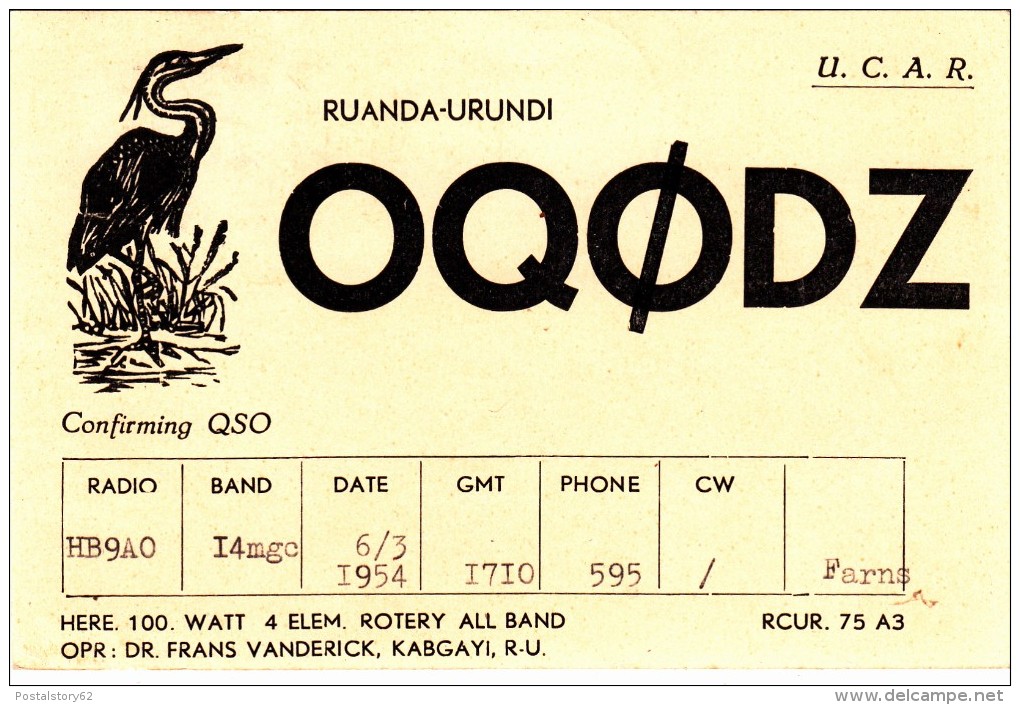 Ruanda - Urundi, 1F+1F To Suisse 1954 - Storia Postale