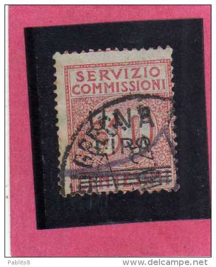 ITALY KINGDOM ITALIA REGNO 1925 SEGNATASSE TAXES TASSE DUE SERVIZIO COMMISSIONI SURCHARGED LIRE 1 SU CENT. 30 USATO USED - Taxe