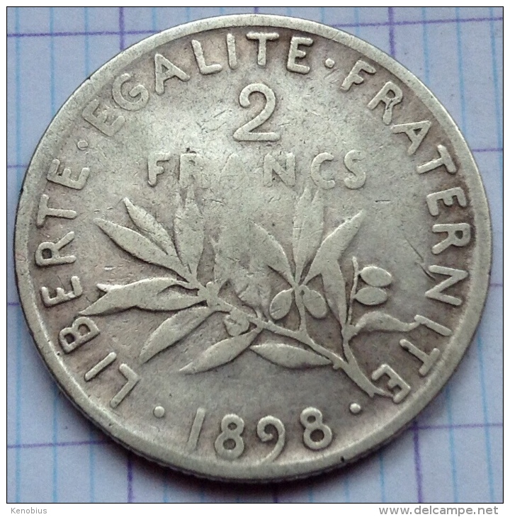 France - 2 Francs - 1898 - Semeuse - Argent - Autres & Non Classés