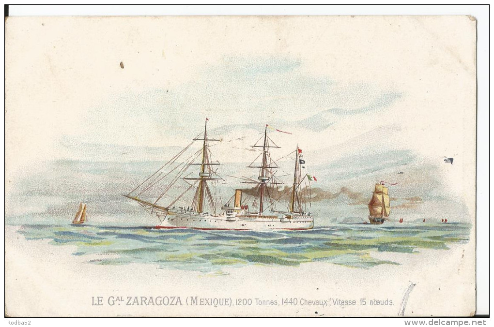 CPA -carte Illustrée  Le Gal Zaragoza ( Mexique ) 1200 Tonnes 1440 Chevaux Vitesse15 Noeuds Bateau Navire Voilier Guerre - México