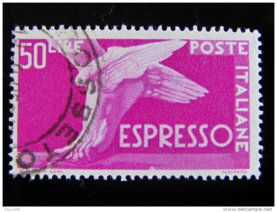 ITALIA Repubblica Espressi -1955-56- "Piede Alato" £. 50 Varietà Fil. US° (descrizione) - Abarten Und Kuriositäten