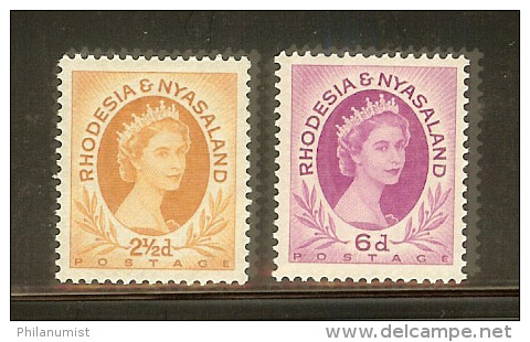 RHODESIA & NYASALAND SG 3a & 7 1954-56 MNH LOOK !! - Rhodesia & Nyasaland (1954-1963)