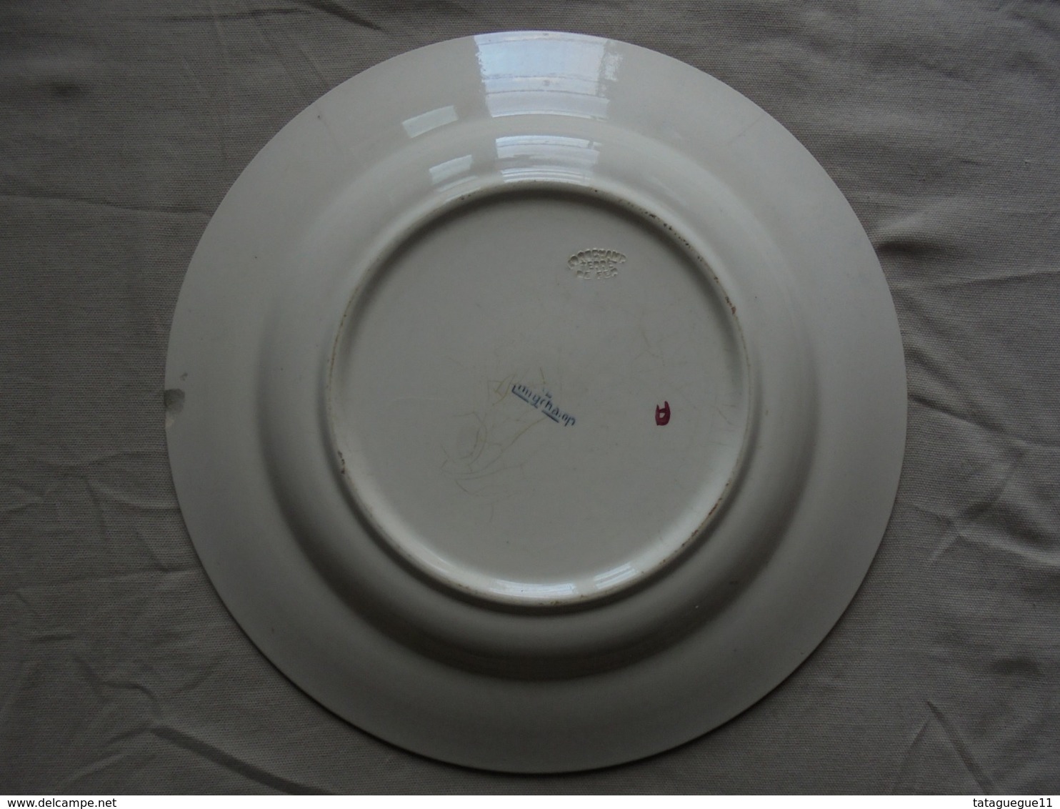 Ancien - Grande Assiette/plat Creux "LONGCHAMP Terre De Fer" - Longchamps (FRA)