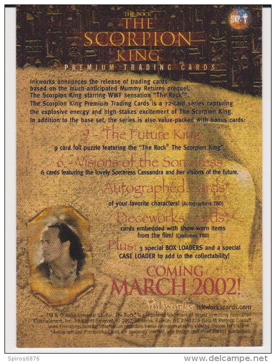 Inkworks Promo Card Cinema Film THE SCORPION KING 2002 Mummy Returns Prequel - Sonstige & Ohne Zuordnung