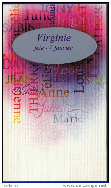 CARTE POSTALE FANTAISIE 2 VOLETS BONNE FÊTE ON FÊTE VIRGINIE LE 07 JANVIER AVEC TEXTE EXPLICATIF ORIGINE PRENOMS DE - Voornamen