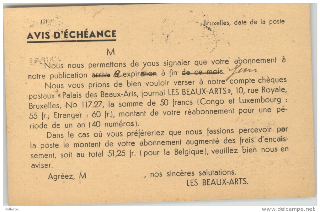 080301 GLEANER 10c [1932] - POSTAL CARD-LES BEAIX-ARTS 1BRUXELLES1//BRUSSEL-1 934>CHATELET [AIRPLANE] - Postcards 1909-1934