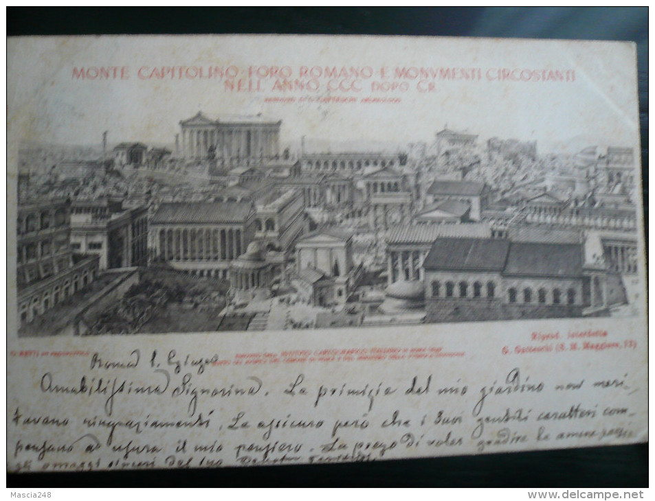 Roma E Foro Romano  Nel 300 D.C." Ricostuzone"Gatteschi Usata 01.06.1900 Pieghine Insignificanti Angoli - Other & Unclassified