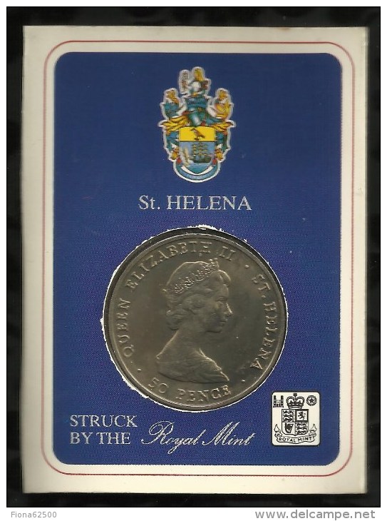 STE HELENE . 50 PENCE . PRINCE ANDREW . ROYAL VISIT CROWN . 1984 . - Sainte-Hélène