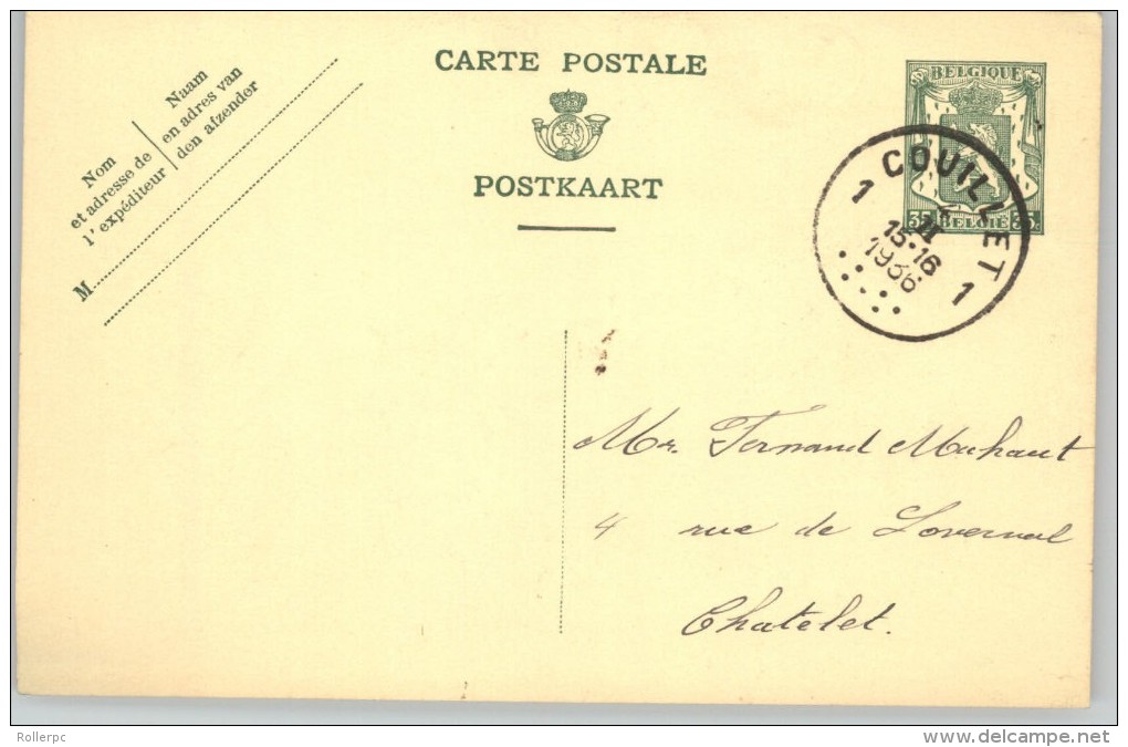 080306 ARMS 35c [1935 ] - POSTAL CARD1COUILLET1//[7DOTS]>CHATELET - Postcards 1909-1934