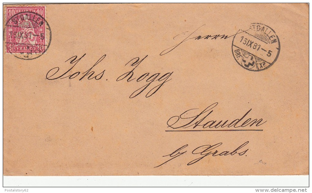 Suisse, St. Gallen To Grabs 1881 Cover - Brieven En Documenten