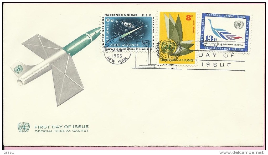 United Nations , New York, 1963., Cover - Luftpost