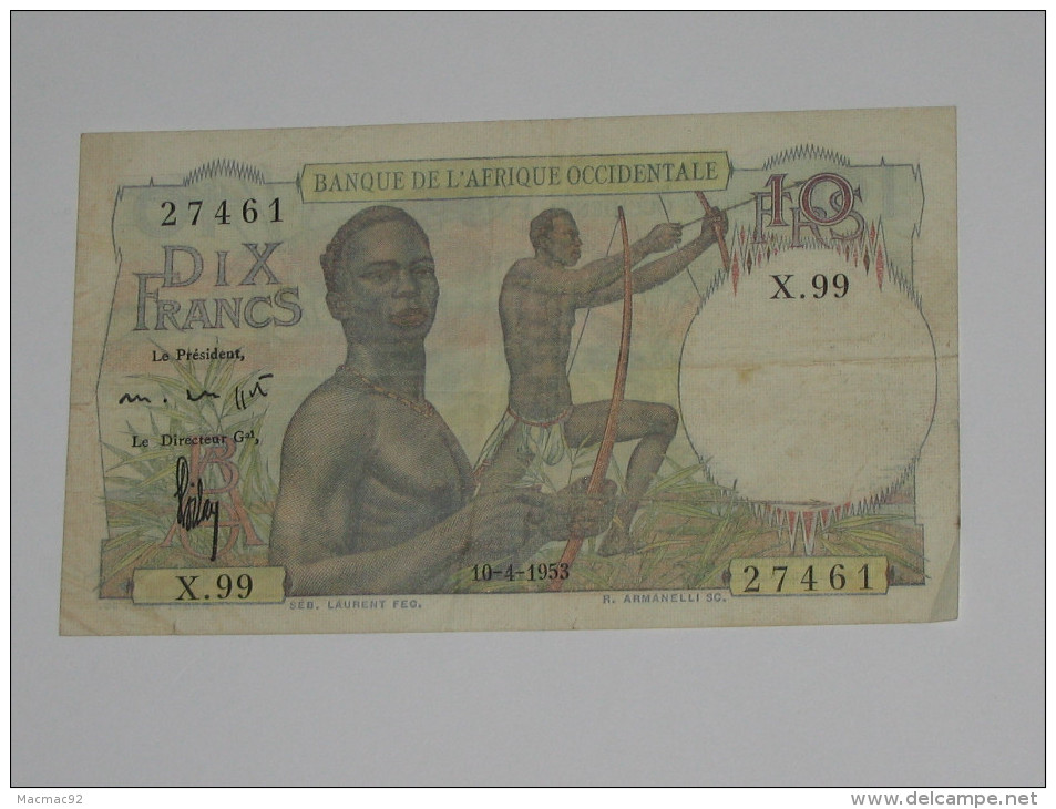 10 Francs 1953 - Banque De L´Afrique Occidentale **** EN ACHAT IMMEDIAT **** - Andere & Zonder Classificatie