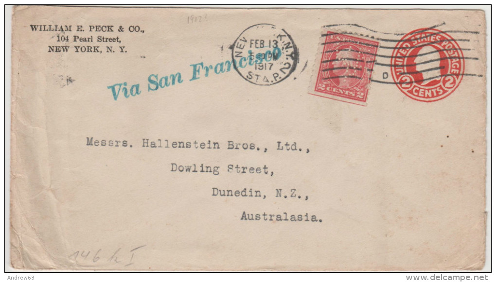 STATI UNITI - UNITED STATES - USA - US - 1917 - Intero Postale - Entier Postal - Stationery - 2 Cents + 2 WEP Perfin - Zähnungen (Perfins)