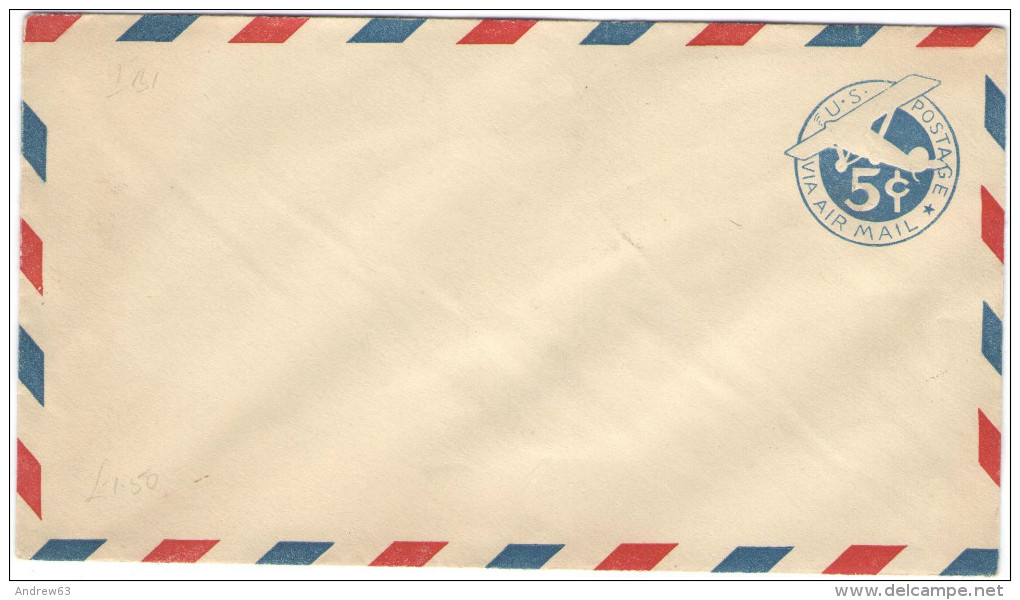 STATI UNITI - UNITED STATES - USA - US - Intero Postale - Entier Postal - Postal Stationery - 5 Cents Via Air Mail - New - 1921-40