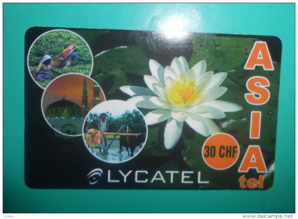 LYCATEL Asia 30.CHF Flowers Fleurs Flora Flore White Lotus ( Switzerland Prepaid Card ) GSM Remote Prepayee Carte Suisse - Switzerland