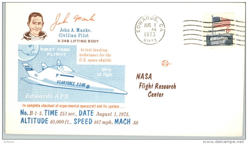 080314 FIRST FREE FLIGHT X-24B - PILOT JOHN A.MANKE - EDWARDS, CA /AUG 1, 1973/ 93523 - Etats-Unis