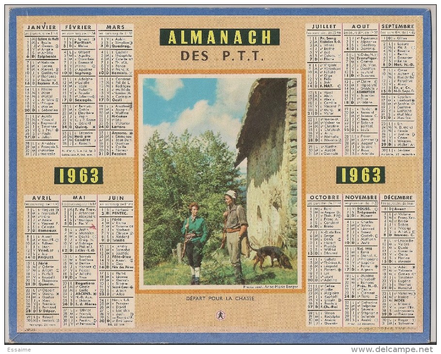 Grand format : 1961-70 - Almanach des PTT . calendrier poste 1963