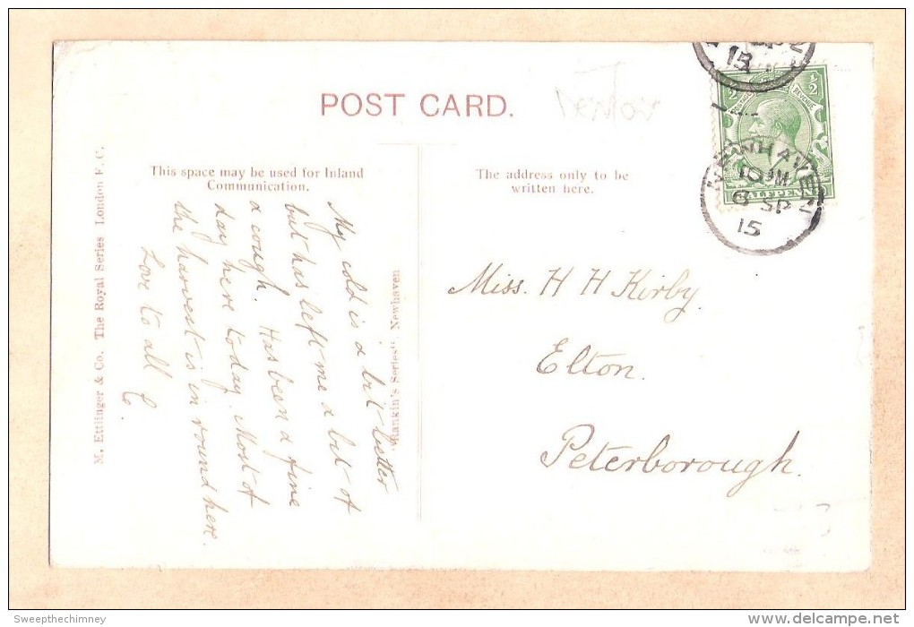 DENTON CHURCH WITH A CIRCULAR THIMBLE POSTMARK 1915 Nr NEWHAVEN & Seaford SUSSEX   POSTCARD - Other & Unclassified