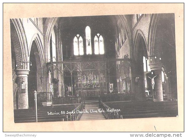 RP ALL SAINTS CHURCH CLIVE VALE HASTINGS CHURCH INTERIOR UNUSED OLD POSTCARD SUSSEX - Hastings