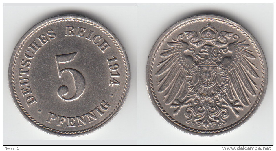 TOP QUALITY **** ALLEMAGNE - GERMANY - 5 PFENNIG 1914 F - EMPIRE **** EN ACHAT IMMEDIAT - 5 Pfennig