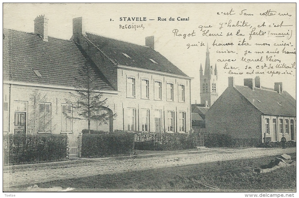 Stavele - Rue Du Canal - 1916 ( Verso Zien) - Alveringem