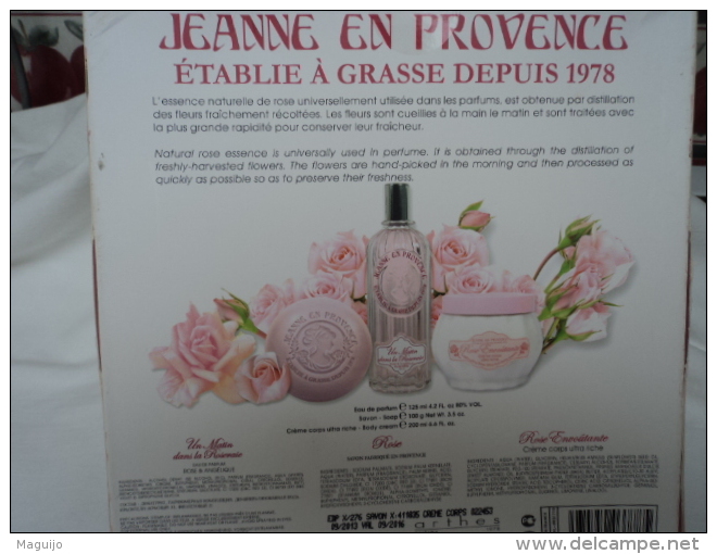 JEANNE EN PROVENCE :GRASSE " ROSE  ENVOUTANTE" COFFRET EDP + SAVON + CREME  CORPS    VOIR ET LIRE    !! - Miniaturas Mujer (en Caja)