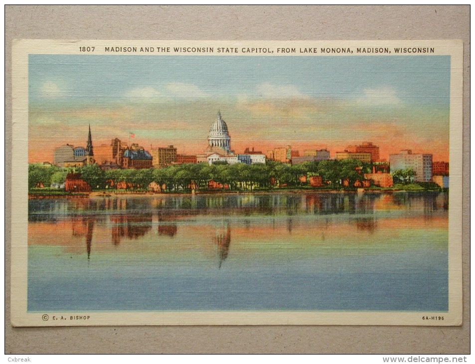 Madison And The Wisconsin State Capitol, From Lake Monona, Madison, Wisconsin - Madison